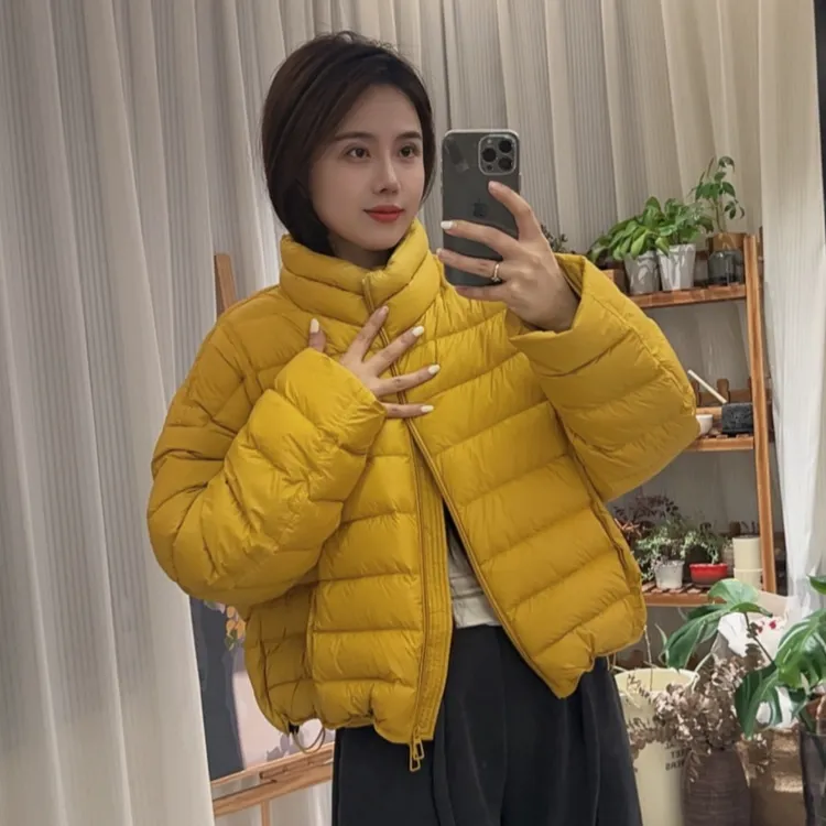 【真90绒 可溯源】云感泡芙新国标羽绒服女白鸭绒立领排骨短款宽松