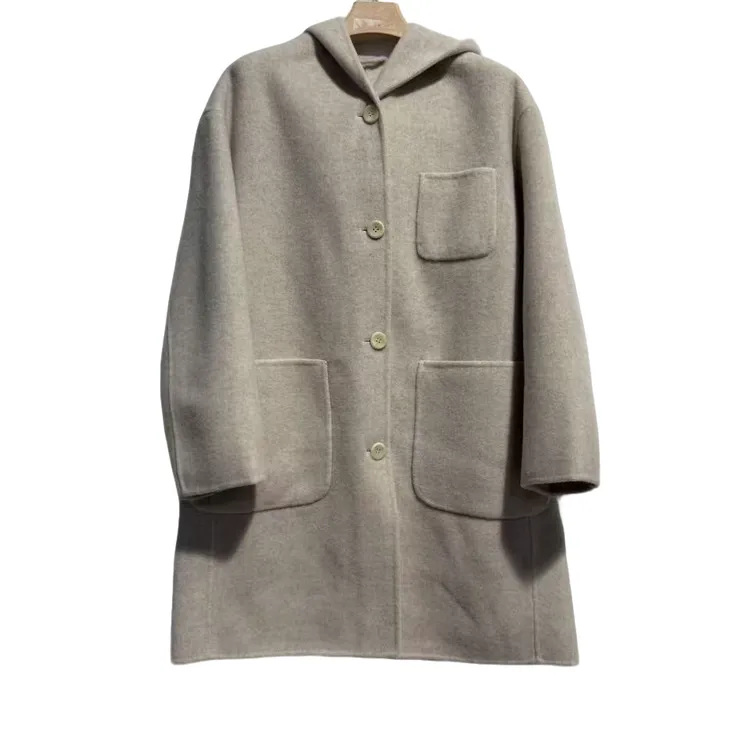 【0508】中长款女装连帽毛呢外套时尚休闲秋冬