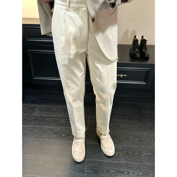 DAN LANG 379# 定制长绒棉单褶斜纹休闲小直筒时装裤