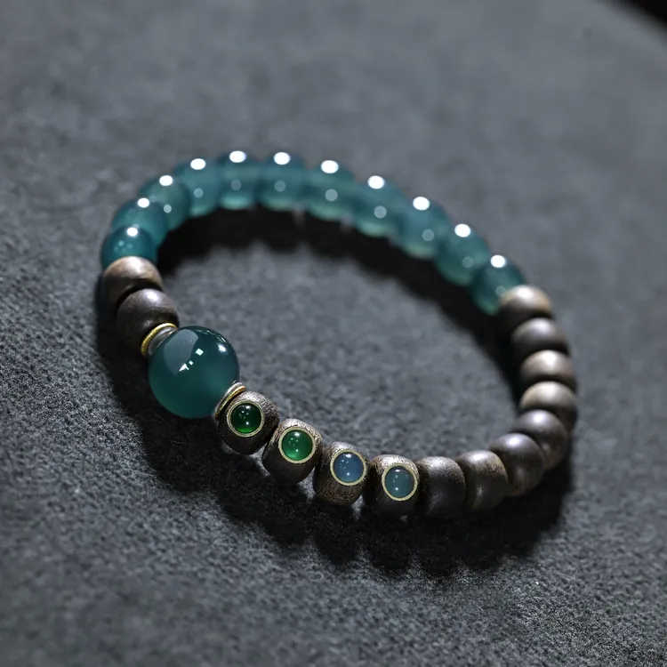 铜合金手链 「钰翡」仿制沉香木手链单圈磁场增强心想事成佛珠手串