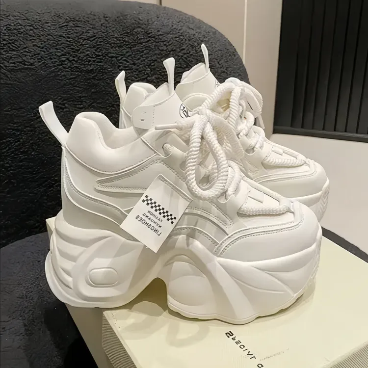 10cm内增高女鞋2024春季新款厚底透气老爹鞋女百搭韩版运动休闲鞋