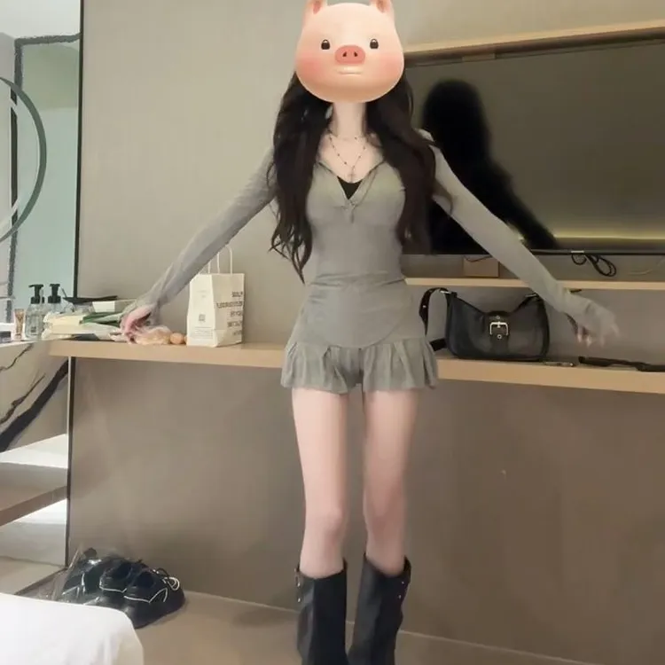 【薄荷雪糕】高级感时尚气质新款韩版穿搭休闲简约辣妹修身连衣短裙