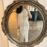 【现货】LUOLUOZ【妄想盛宴】绝美女神轻奢蕾丝不规则长款连衣裙JF804