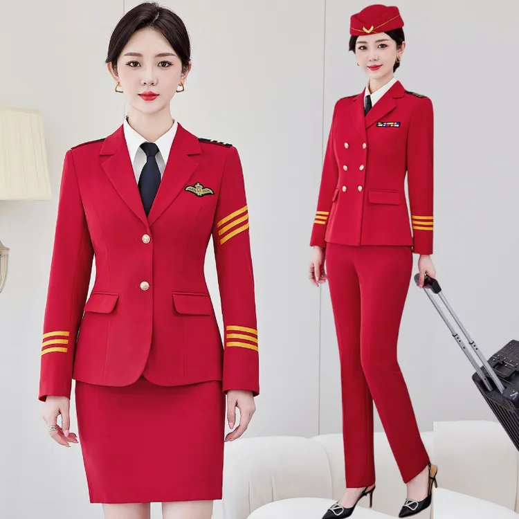 红色军鼓队演出服新款套装空姐制服鼓号队婚庆敲鼓服锣鼓队表演服
