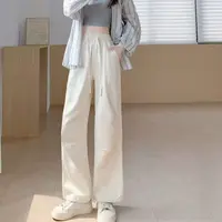  988水洗棉含棉松紧腰带口袋显瘦小脚百搭直筒裤 
