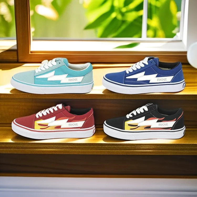 REVENGEXSTORMFLAMEOS复仇风暴闪电火焰男女潮流滑板帆布帆布鞋