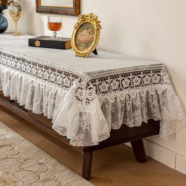 美式桌旗镂空防尘复古法式绣花蕾丝桌布电视柜茶几斗柜盖布盖巾