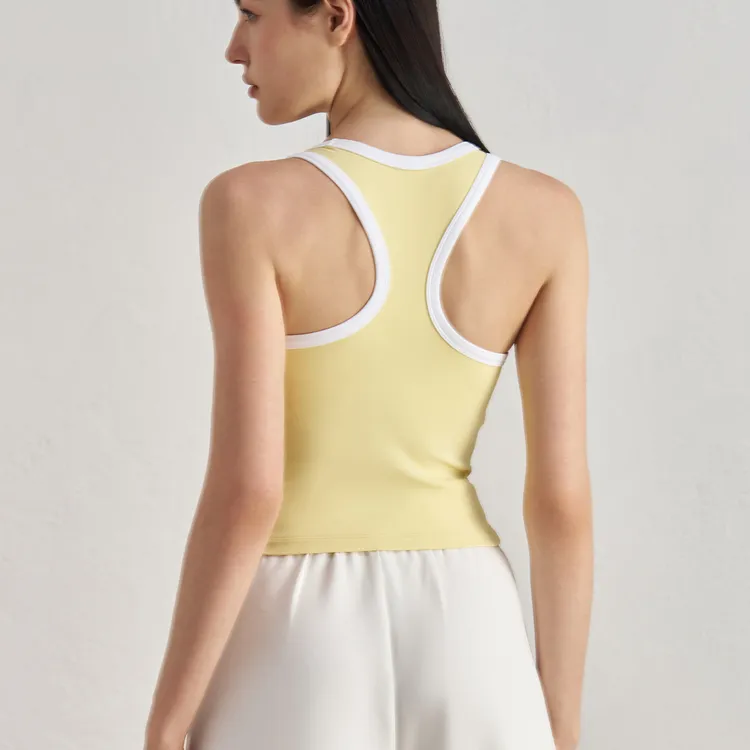 【裸感】撞色瑜伽背心经典工字背心可外穿带胸垫010