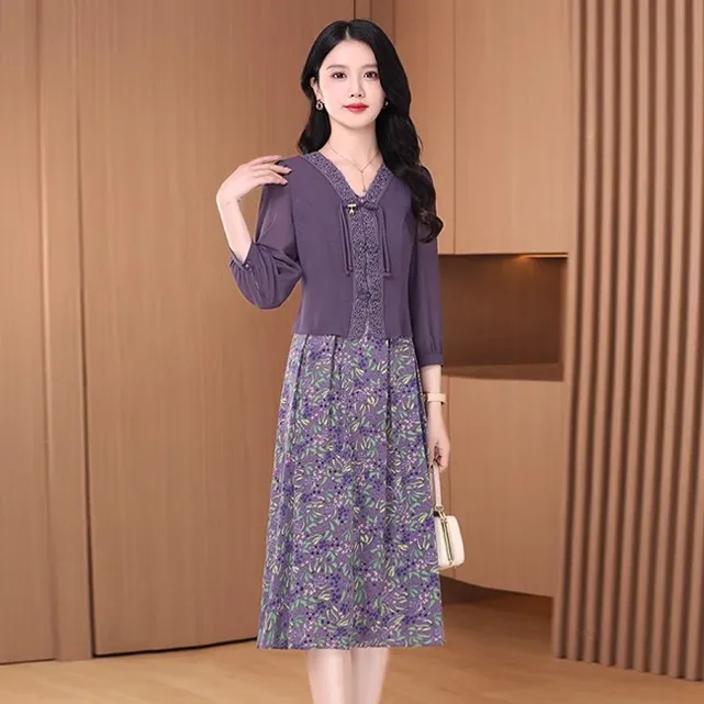 雪纺腰裙两件套装连衣裙女春秋2025十三行高端轻奢高级感时尚洋气