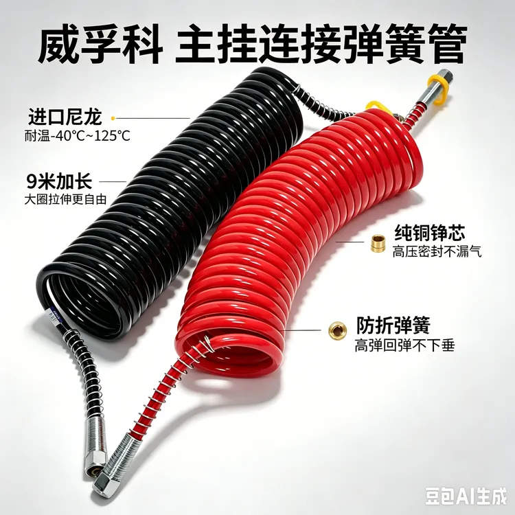 WEIFUKE/威孚科挂车螺旋气管高压防爆耐寒耐高温半挂车连接气管商品图