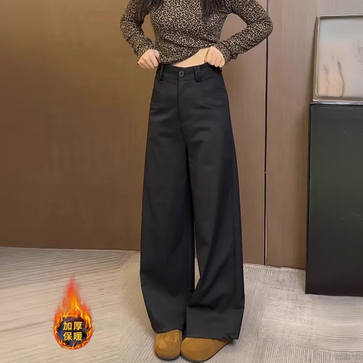 黑色加厚西装阔腿裤女2025秋冬流行新款高腰显瘦气质百搭休闲裤子