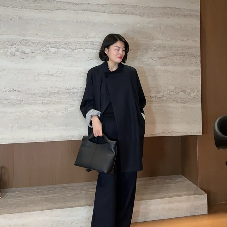 TANTAN 气质休闲百搭中短款秋冬风衣外套3211