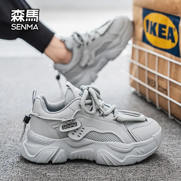 森马男鞋夏季新款网面透气运动老爹鞋厚底增高潮鞋男士户外休闲鞋
