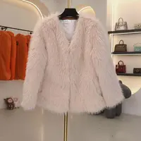 新款高级感保暖百搭中长款环保毛毛外套kk219