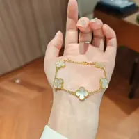 【金羽黄金】足金999四叶草五花手链卡10mm 5.32 5.35 5.39