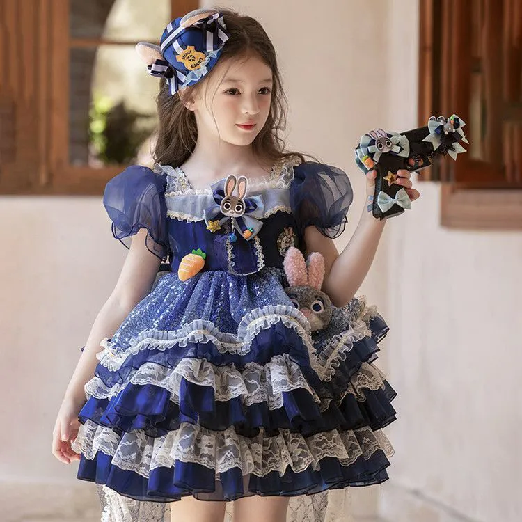 女童连衣裙夏季洋气儿童朱迪洛丽塔公主裙女孩生日礼服网纱蓬蓬裙