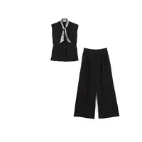 秋季2025新款送丝巾马夹休闲裤套装253-TZ/0831-8810