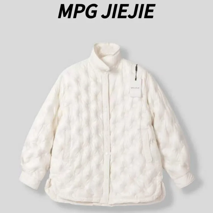 MPG JIEJIE【温暖已至】大码秋冬菱格白鸭绒羽绒服外套