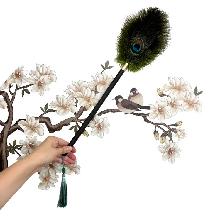 孔雀毛除尘掸子家用装饰柔软防静电鸵羽毛掸子室内除尘扫灰工具