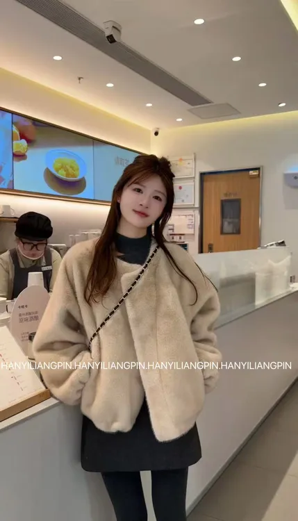 【小雪球】韩系冬季百搭毛毛外套