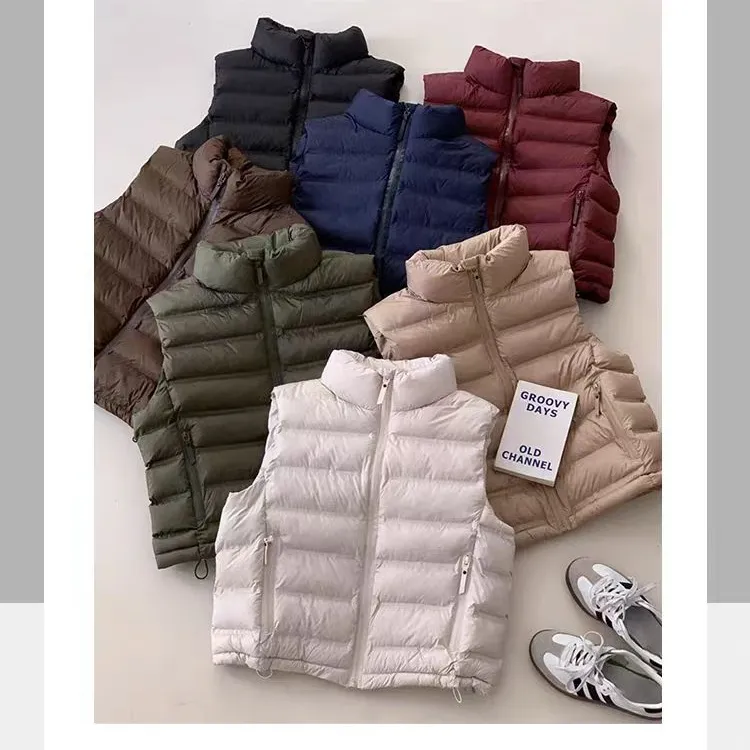 时尚洋气排骨羽绒棉服女款外穿2025新款爆款立领韩版坎肩无袖马夹