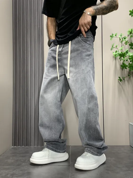 秋季新款青年直筒薄款牛仔裤男士水洗宽松百搭休闲舒适简约个性潮