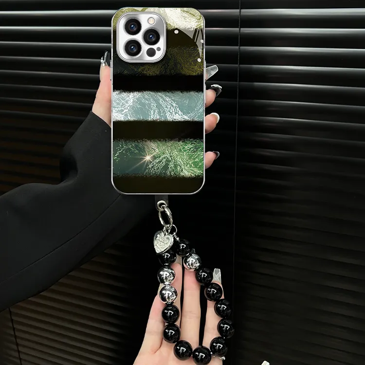 渐变冰川纹适用苹果vivo华为oppo小米iPhone16电镀玻璃壳手机壳