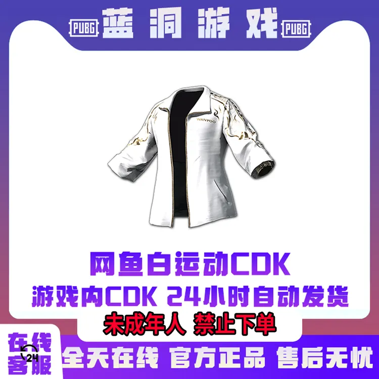 PUBG绝地求生网鱼白运动夹克官方CDK激活码兑换码
