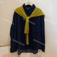 E381#Korea高级感披肩款牛仔衬衫（拍照光线原因 颜色略有误差）