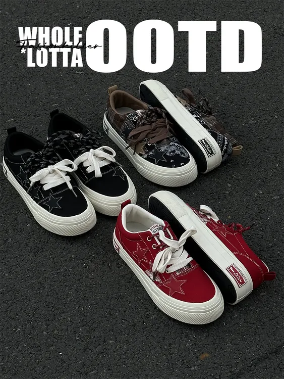 aoyo25SS/新款腰果花帆布鞋男 小众低帮透气厚底国潮板鞋