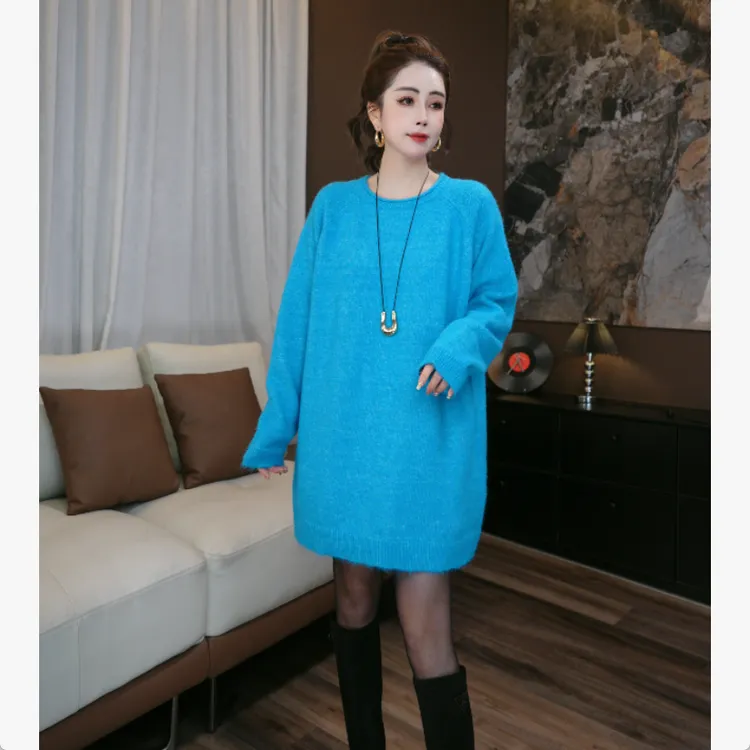 【鑫-蕾】新款圆领毛衣韩版宽松时尚设计纯色百搭针织毛衣29376