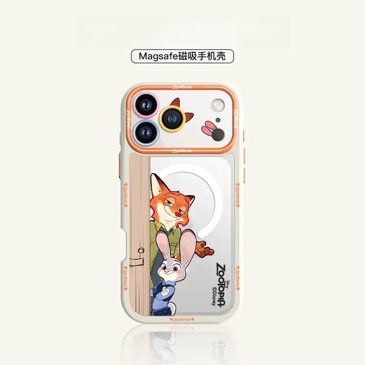 疯狂动物城适用苹果17Promax手机壳透明iPhone16pro磁吸支架情侣