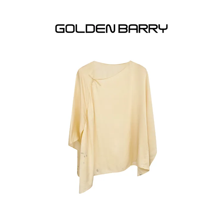 GOLDENBARRY|213094精致设计款斜襟盘扣真丝衬衫