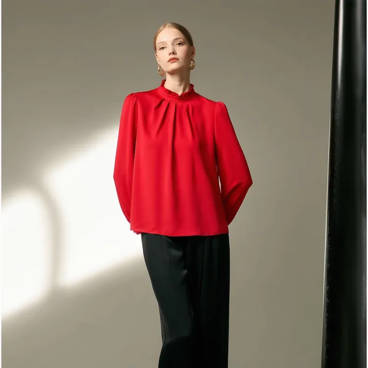 专柜【恒Z】半气质百搭职业休闲缎面垂感长袖上衣秋装品牌撤柜CZ180