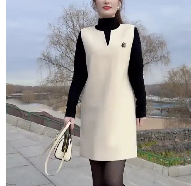 2025春季新款时尚女装网红气质爆款百搭打底衫马甲裙鱼1