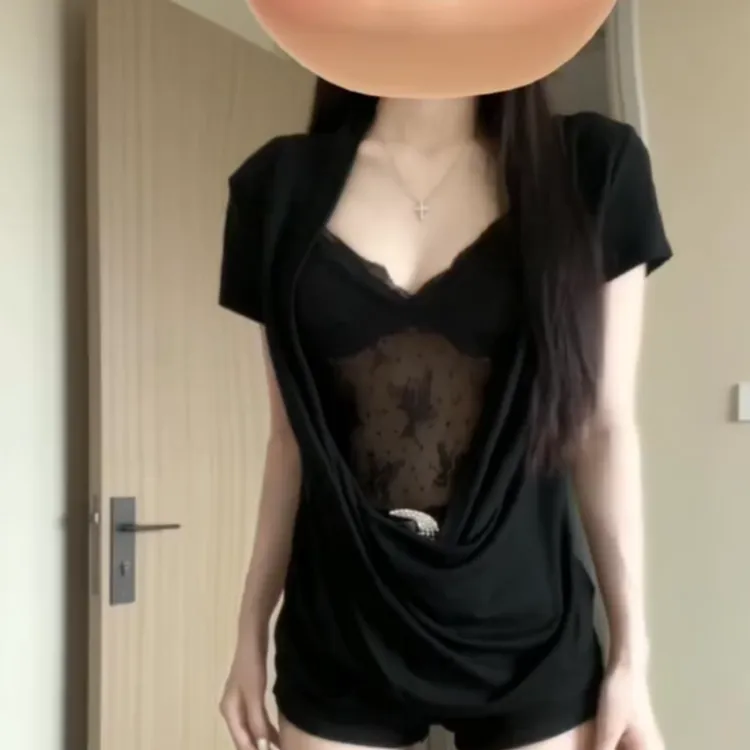 YIDENG2025夏季新款美式复古高级设计感两件套修身显瘦纯欲上衣