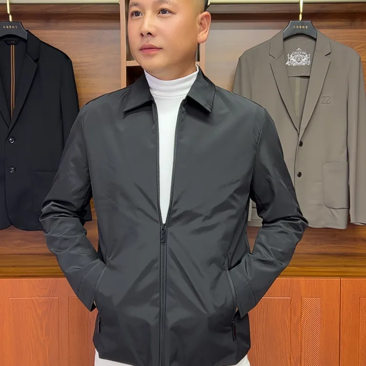 长袖夹克秋季外套商务休闲时尚男装上衣翻领通勤风
