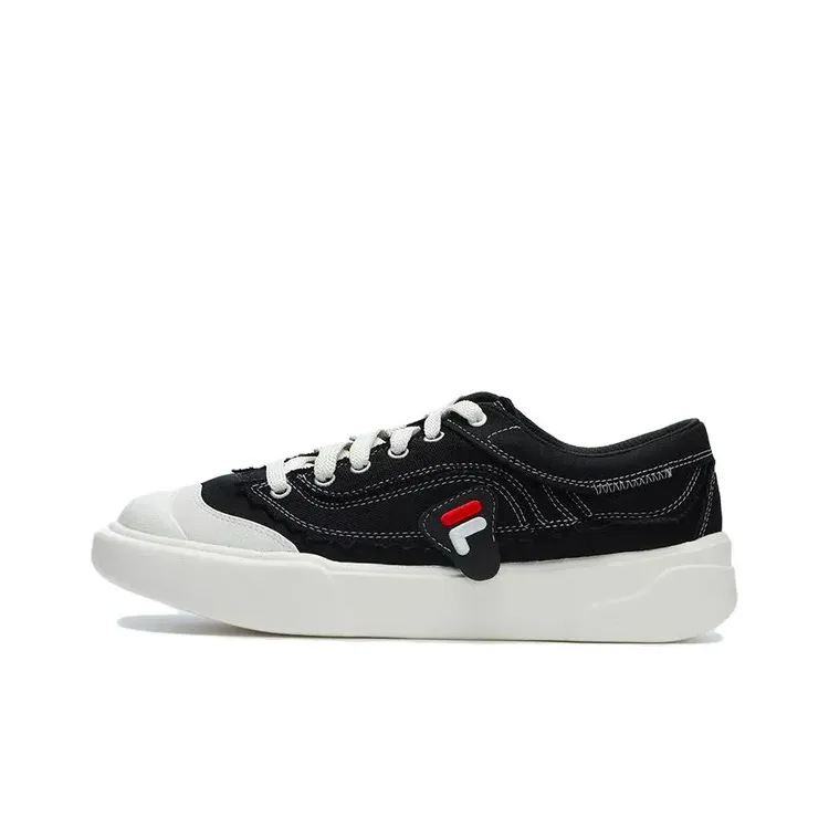 Fila/斐乐CURVE Curve 百搭轻便低帮帆布鞋女黑白+T12W322105FBK