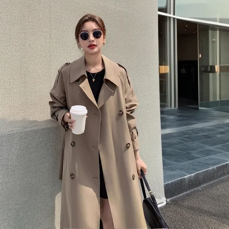 高个子宽松大码加长版风衣外套女超长款到脚踝春秋高级感气质大衣