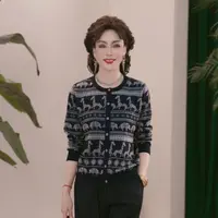 妈妈装秋装2025年新款针织衫时尚上衣服气质中年女装休闲时尚毛衣