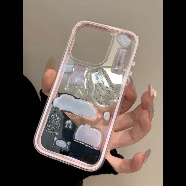 三合一炫彩小猫小狗贴件适用于iPhone16promax苹果15p手机壳14p13
