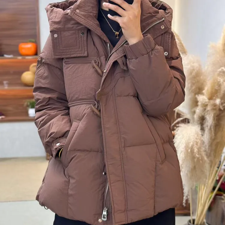 T3083-时尚加厚连帽宽松型女装休闲羽绒服