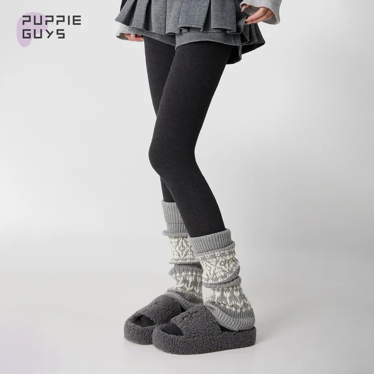 purpleguys费尔岛复古针织袜套秋冬季加厚保暖羊毛雪地靴小腿套