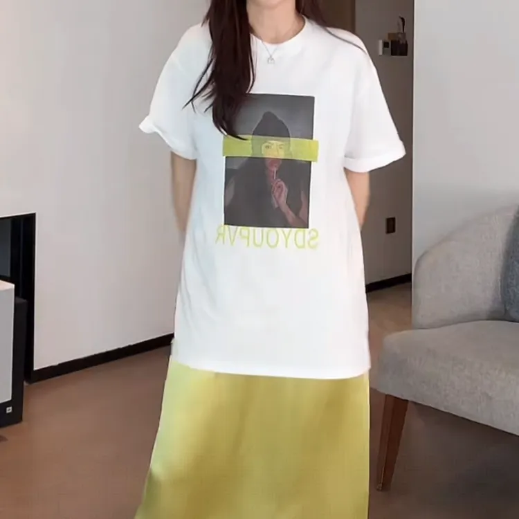 时尚潮流百搭印花宽松大版T恤2025夏季新款人物字母百搭显瘦短袖