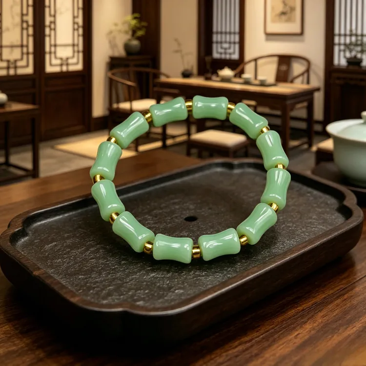 仿水晶手链 新款竹节仿玉石时尚百搭精致女士高级感铃琉璃手链