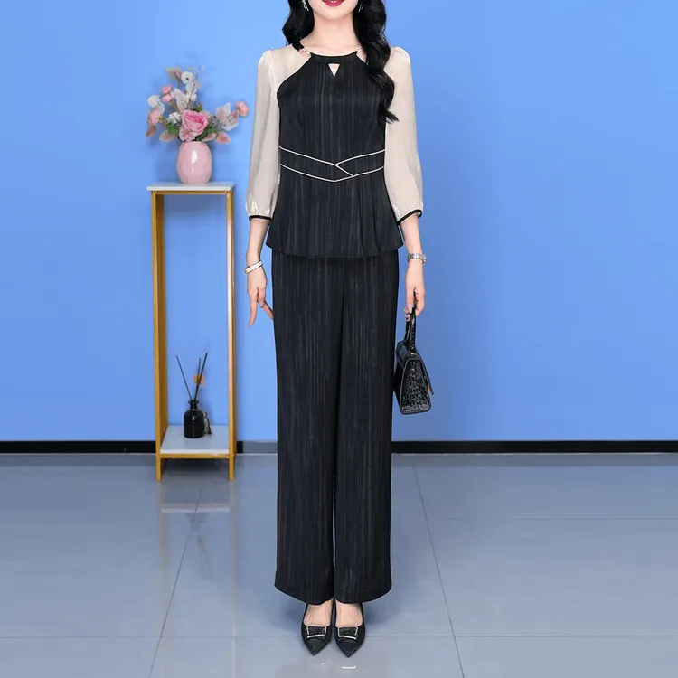 时尚套装女2025春季新款御姐范修身气质上衣休闲长裤两件套洋气