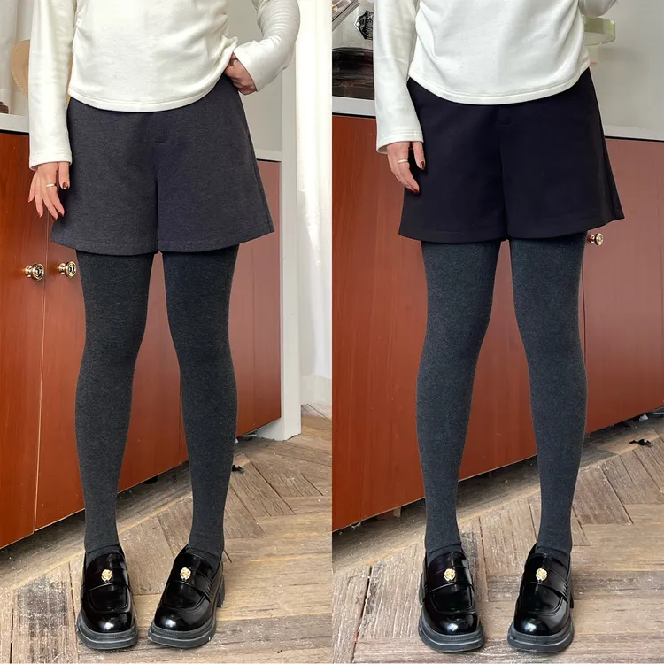 裂渡宣宣【极简穿搭】薄呢休闲高腰裤女冬百搭时尚简约短裤ZY507F42