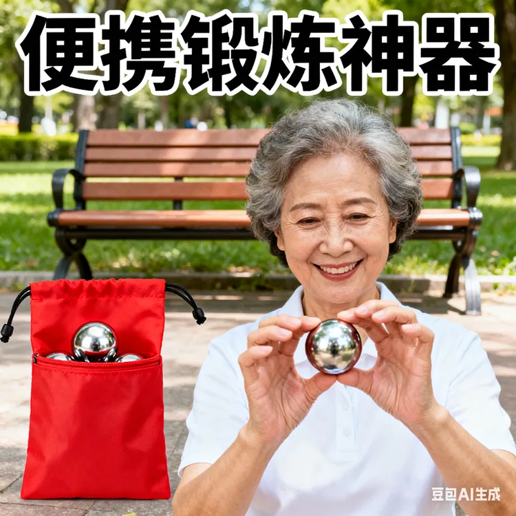 5cm手玩实心钢球中老年手指康复训练送红收纳袋男士手把件健身球