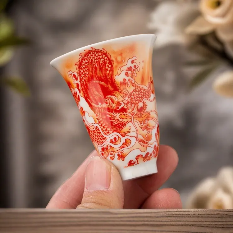 景德镇主人杯单杯茶杯龙纹闻香杯茶杯轻奢一人茶具茶器釉下彩