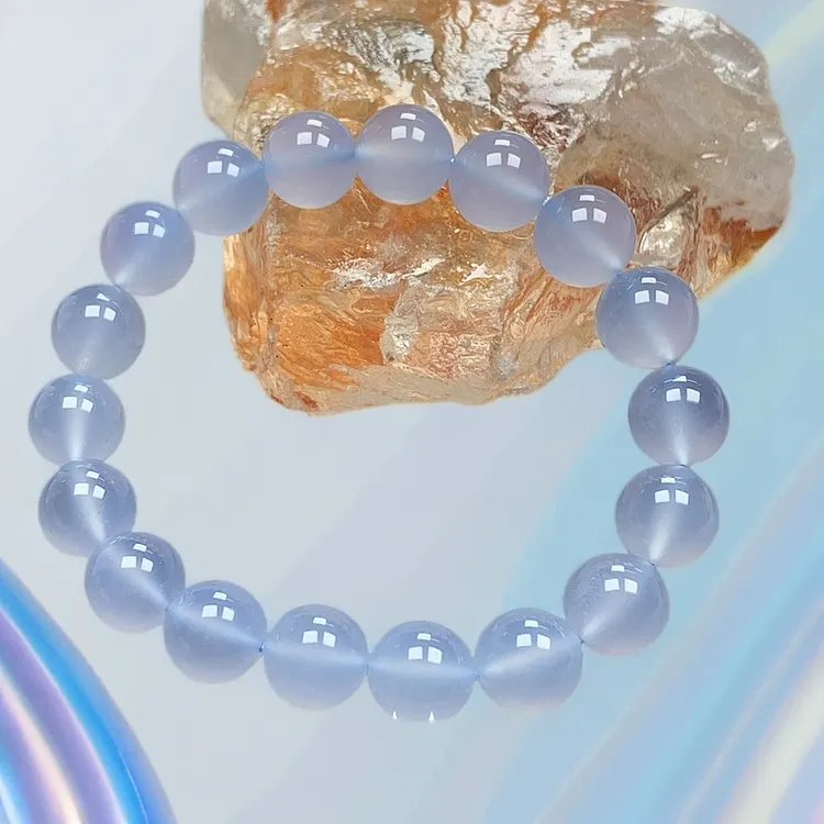 【蓝玉髓】海蓝玉髓百搭天然水晶玉石冰种女蓝水晶手串女蓝宝石手链
